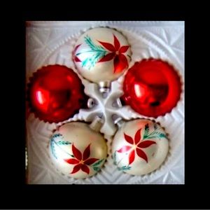 Vintage Noma Double*Glo Decorated Glass Christmas Tree Ornaments Set of 10